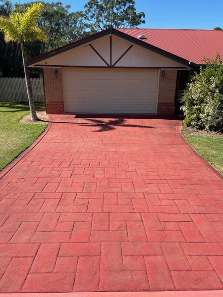 pressure cleaned stamped driveway